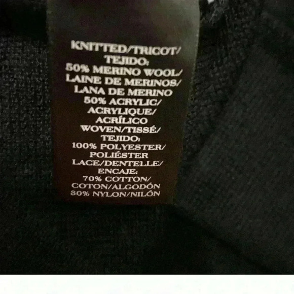 🌻ANN TAYLOR Black Merino Wool Blend Lace 3/4 Sweater - Picture 2 of 5